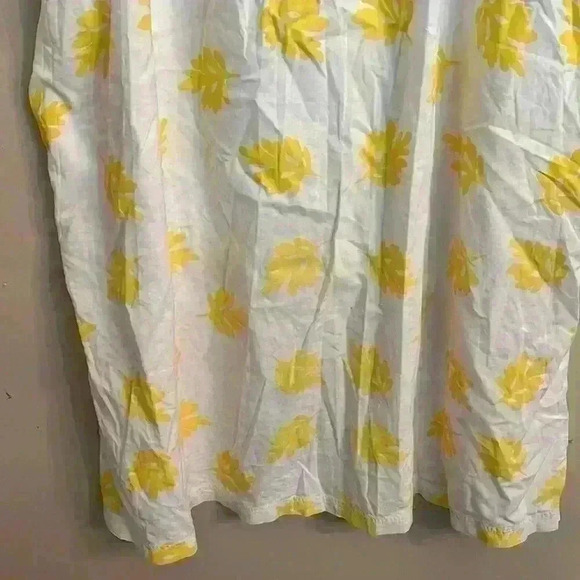 Romaine White and Yellow Midi Dress Tie Shoulders with Pockets - Picture 3 of 8